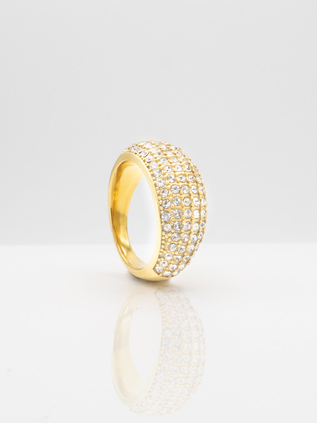 Pave Dome Demi Fine 18K Gold Plated Ring