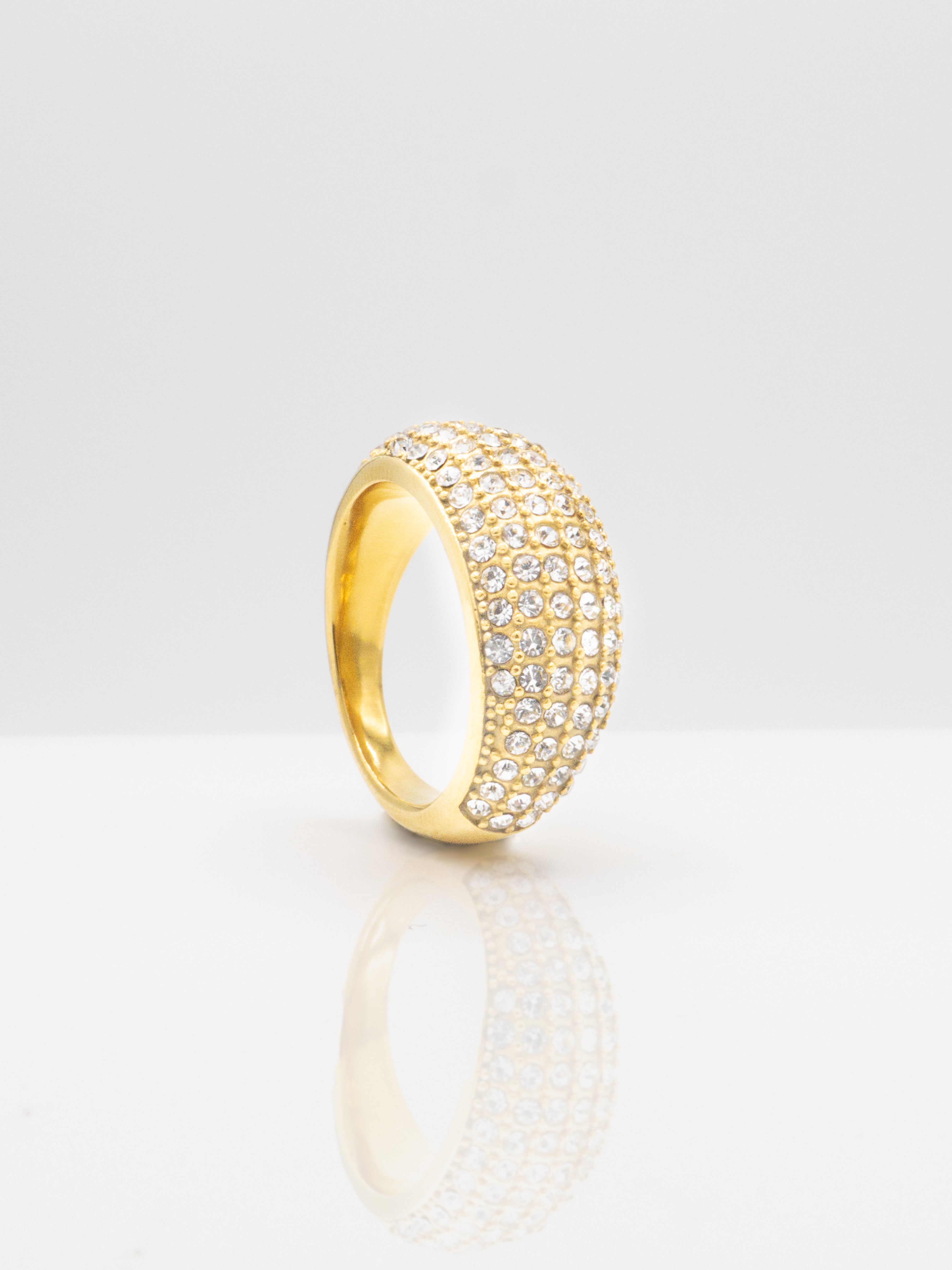 Pave Dome Demi Fine 18K Gold Plated Ring