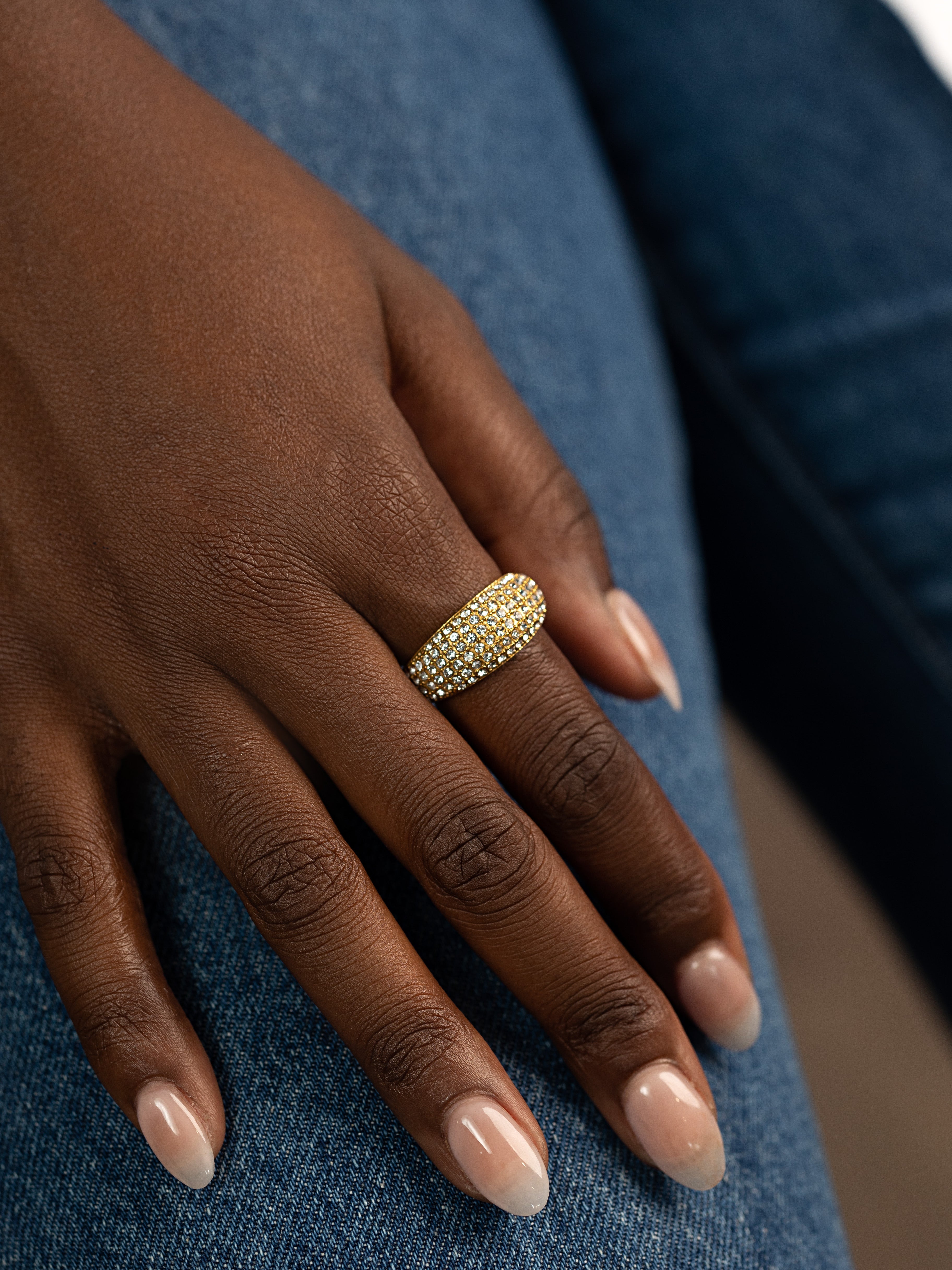 Pave Dome Demi Fine 18K Gold Plated Ring
