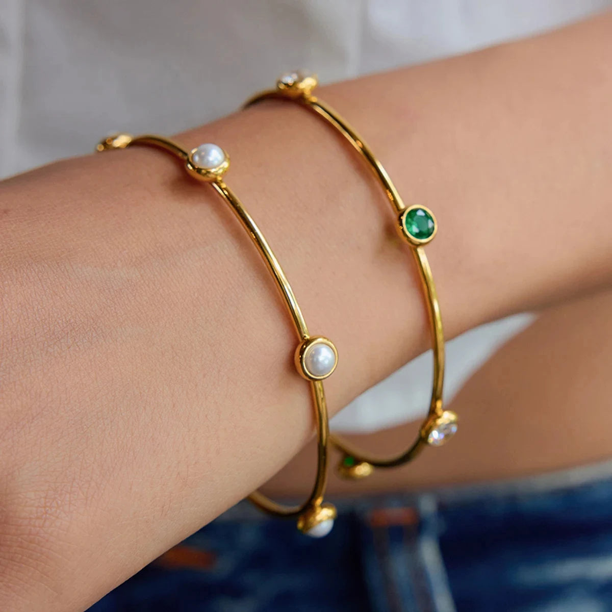 Pearl Station Stackable Bangle