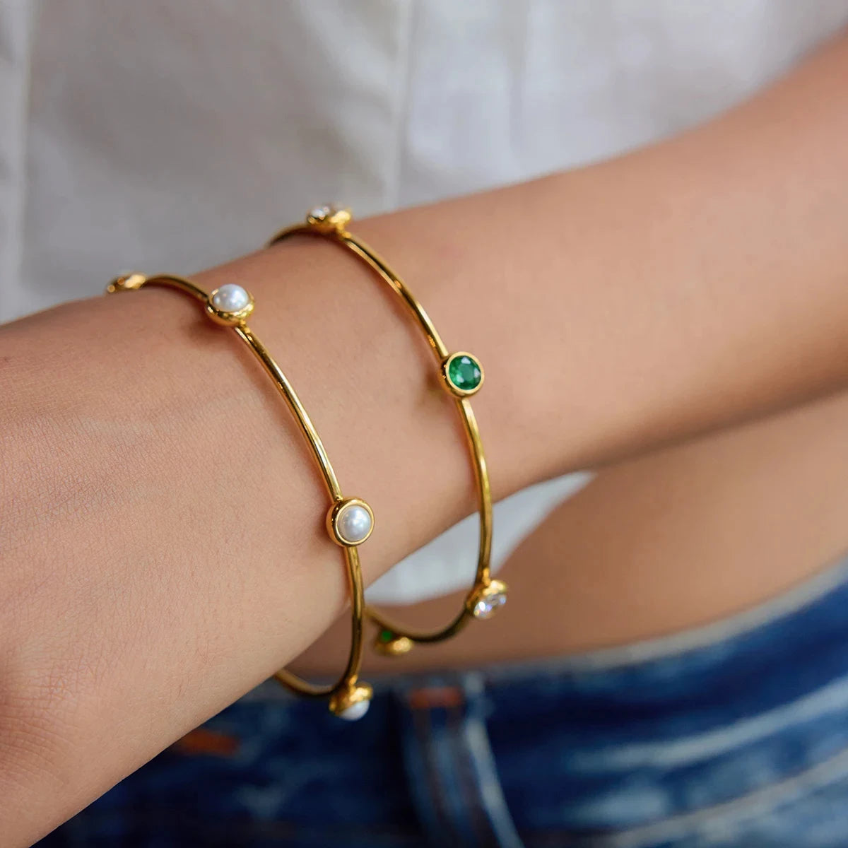 Pearl Station Stackable Bangle