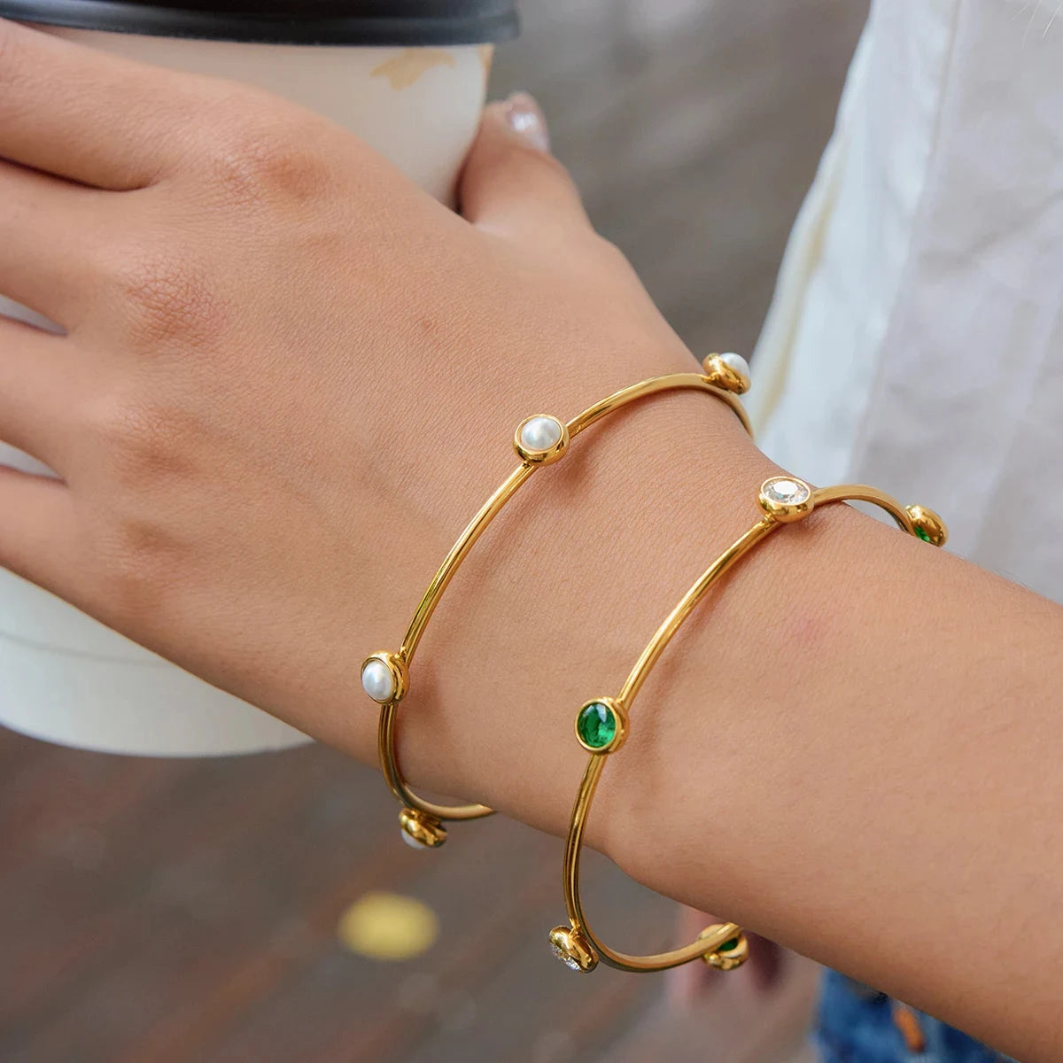 Pearl Station Stackable Bangle