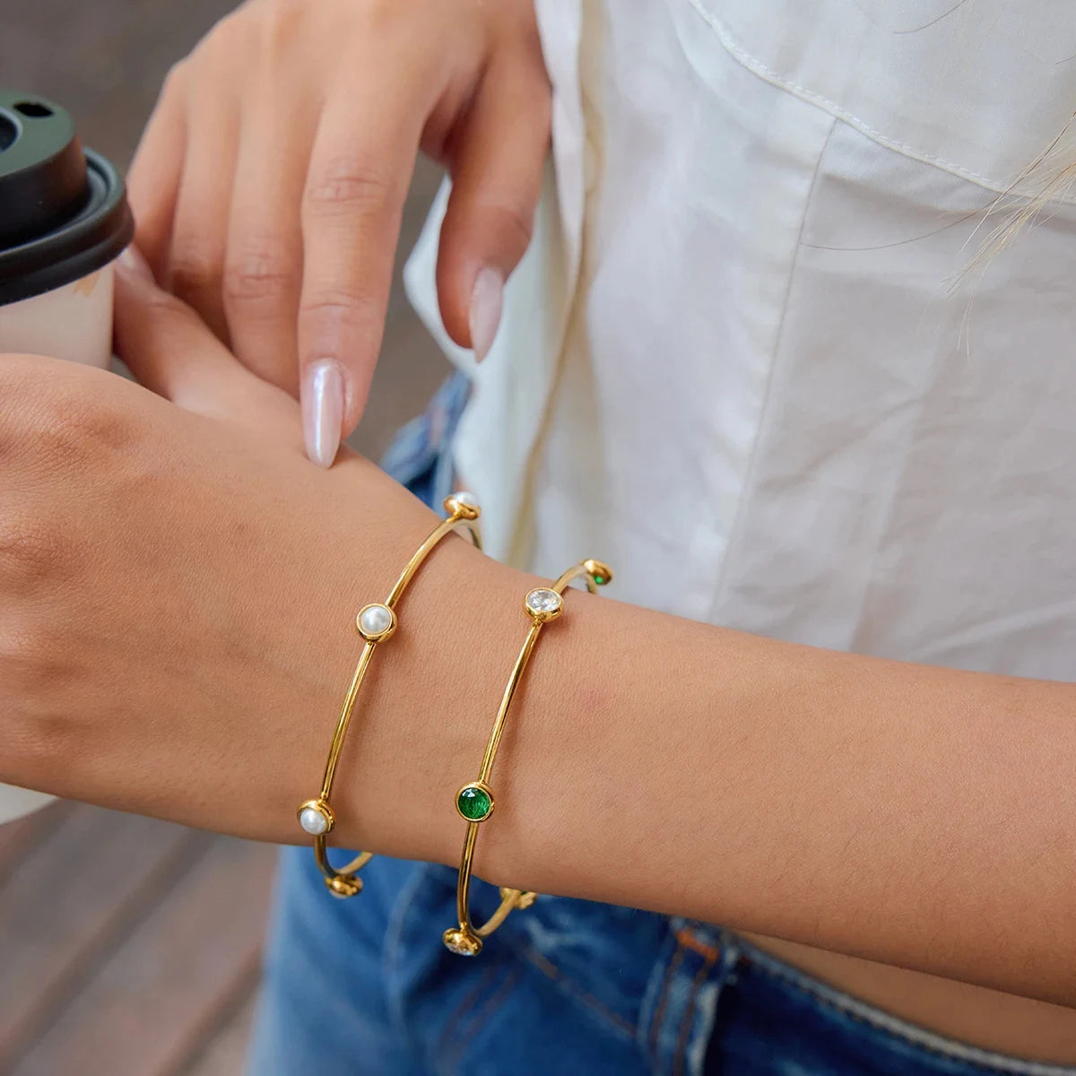 Pearl Station Stackable Bangle