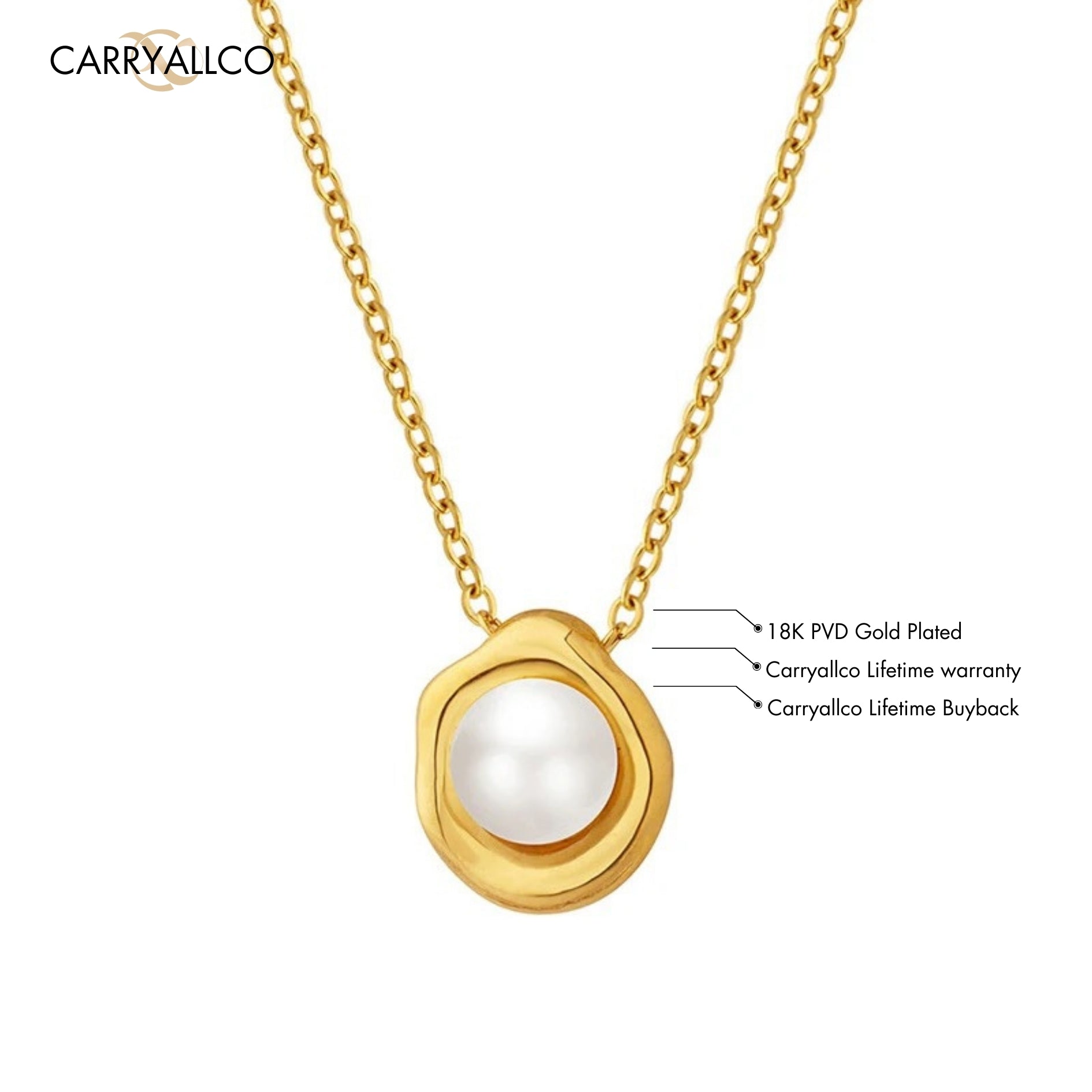 Pearl Cascade Necklace – 18K Gold Plated
