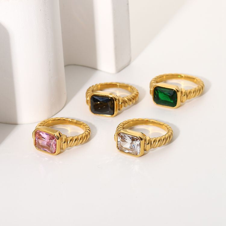 Rectangle Twist Ring – 18K Gold Plated Demi Fine
