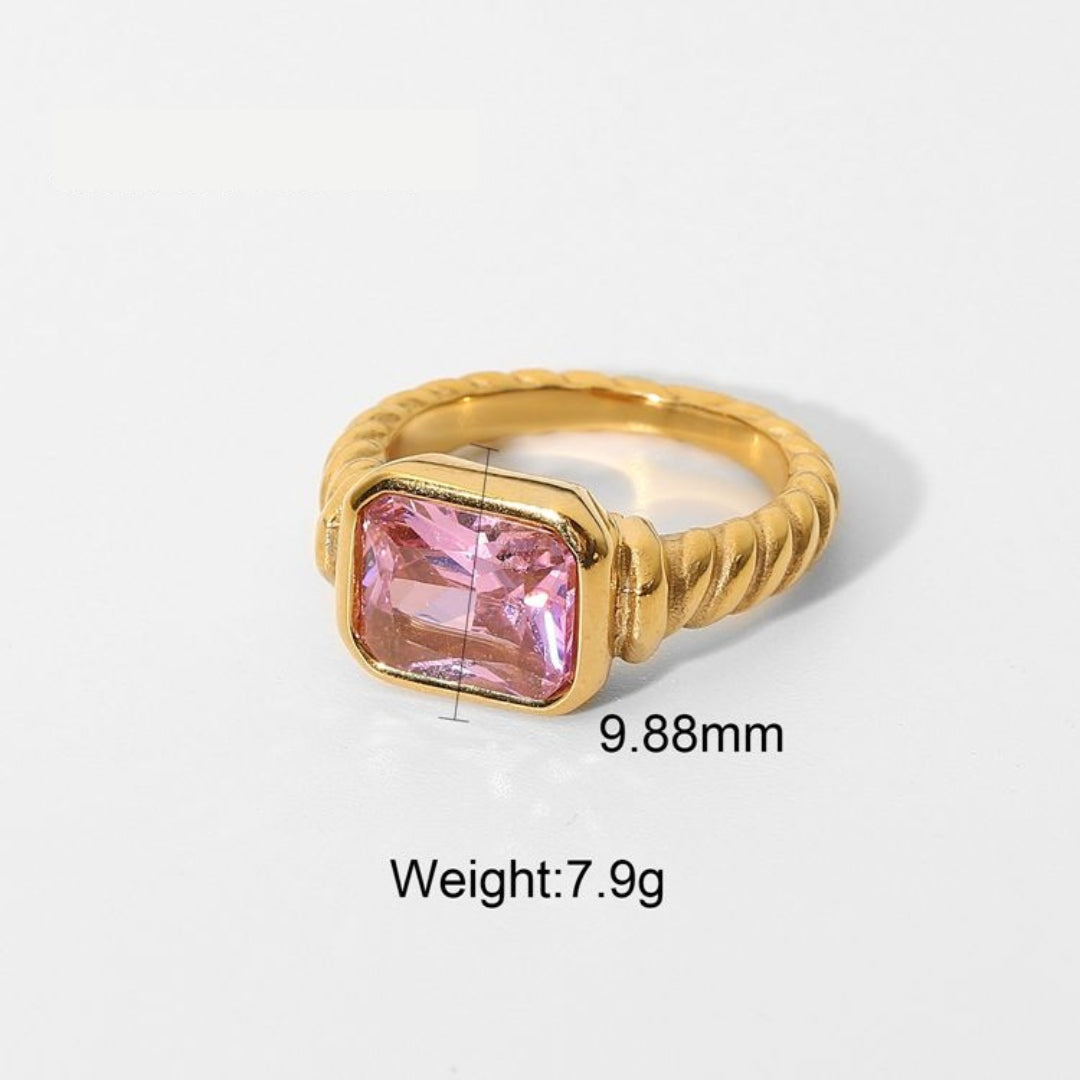 Rectangle Twist Ring – 18K Gold Plated Demi Fine