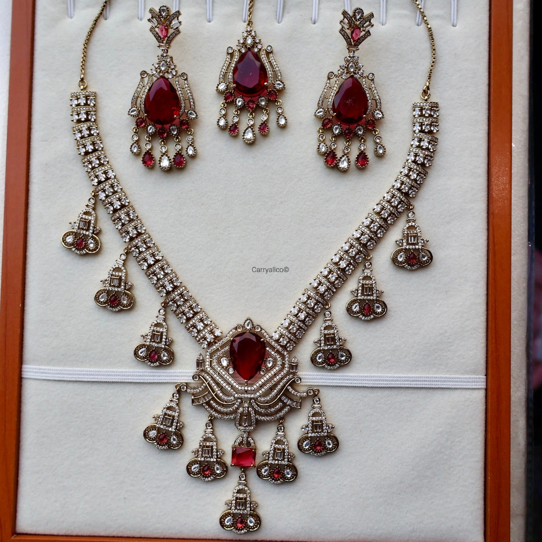 Red Mehendi Polish Bridal Jewellery Set