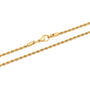 A close-up of a gold rope chain necklace with a lobster clasp, shown against a plain white background.