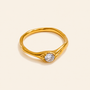Round Cubic Zirconia Ring – 18K Gold PVD | Carryallco India