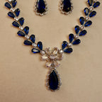 Royal Blue Marquise Vine American Diamond Necklace Set