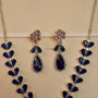 Royal Blue Marquise Vine American Diamond Necklace Set | CARRYALLCO