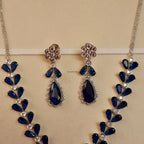 Royal Blue Marquise Vine American Diamond Necklace Set