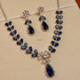 Royal Blue Marquise Vine American Diamond Necklace Set | CARRYALLCO