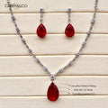 Ruby Drop American Diamond Necklace Set