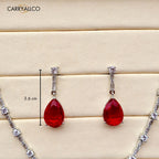 Ruby Drop American Diamond Necklace Set