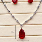 Ruby Drop American Diamond Necklace Set
