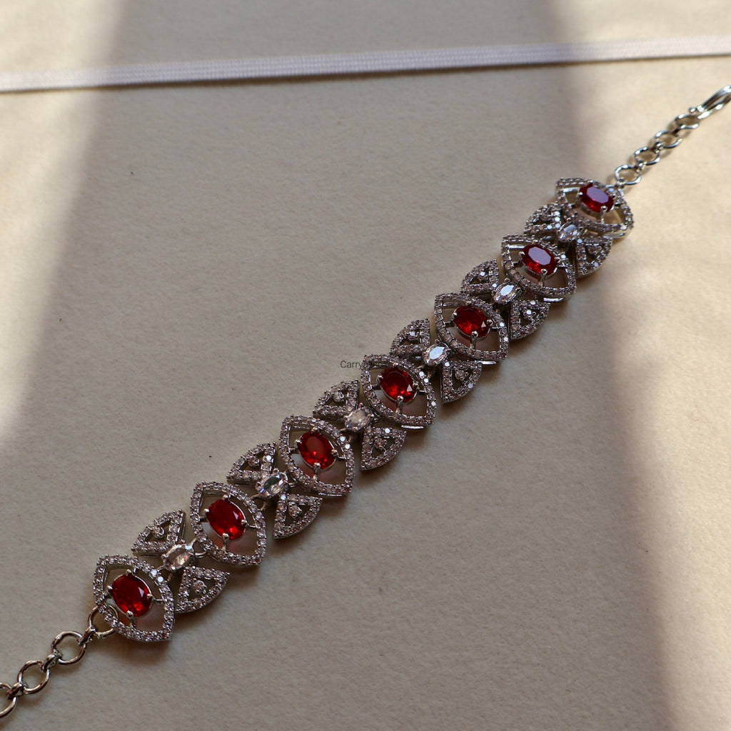 Ruby Geometric American Diamond Chain Bracelet