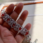 Ruby Geometric American Diamond Chain Bracelet