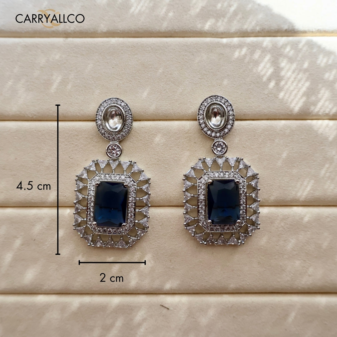 Sapphire Allure American Diamond Earrings Carryallco