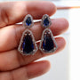 Sapphire Blue Double Teardrop American Diamond Drop Earrings | CARRYALLCO