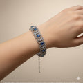 Sapphire Blue Geometric American Diamond Chain Bracelet