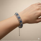 Sapphire Blue Geometric American Diamond Chain Bracelet