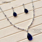 Sapphire Drop American Diamond Necklace Set