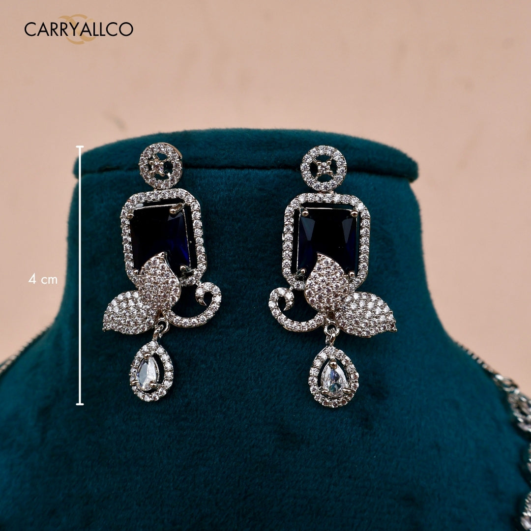 Sapphire Bloom American Diamond Necklace Set