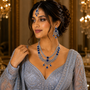 Sapphire Leaf Bridal American Diamond Necklace Set – American Diamond | Carryallco India