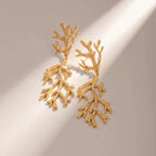 Serene Ocean Leaf Drop Earrings – 18K Gold Plated
