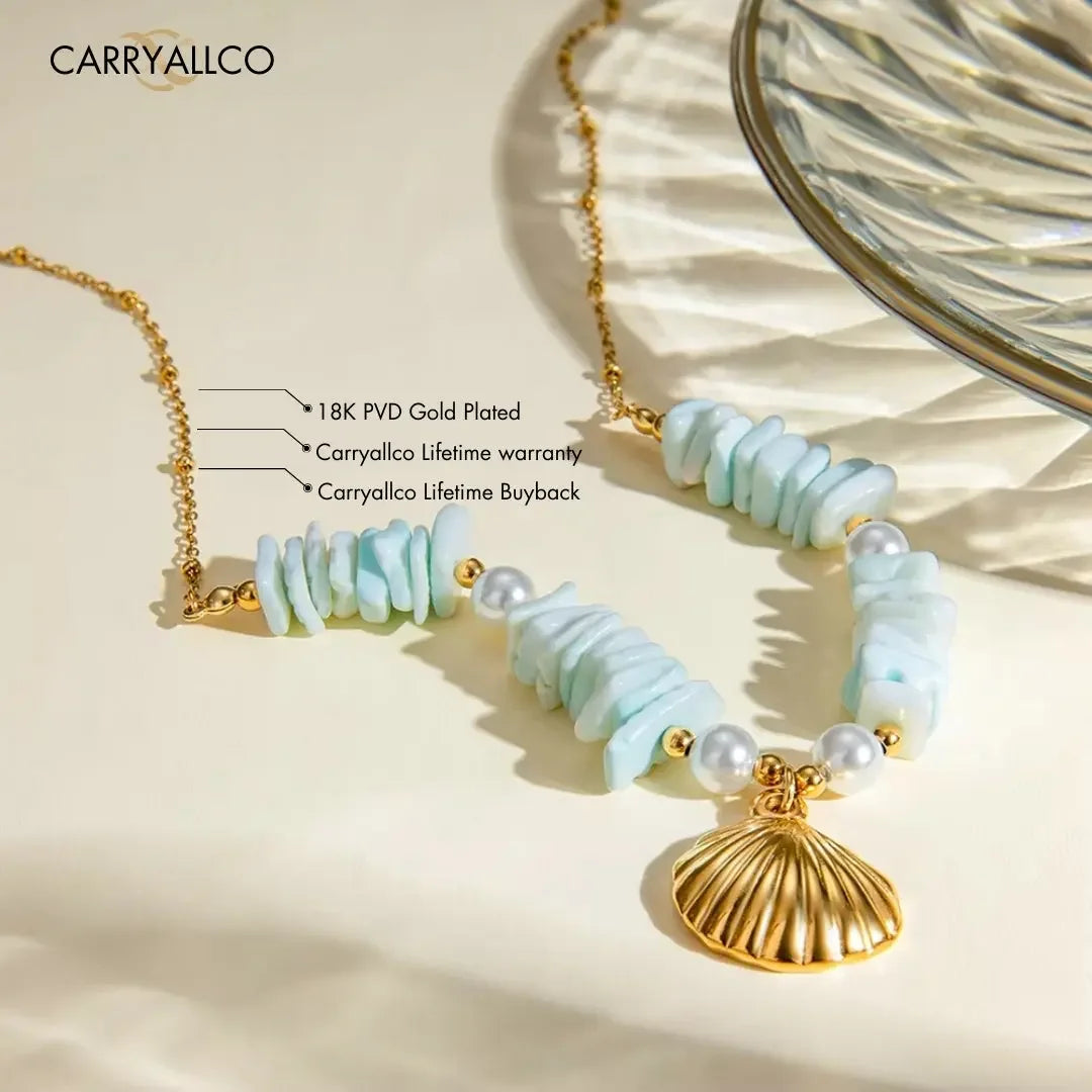 Serene Shell Pearl Necklace – 18K Gold Plated