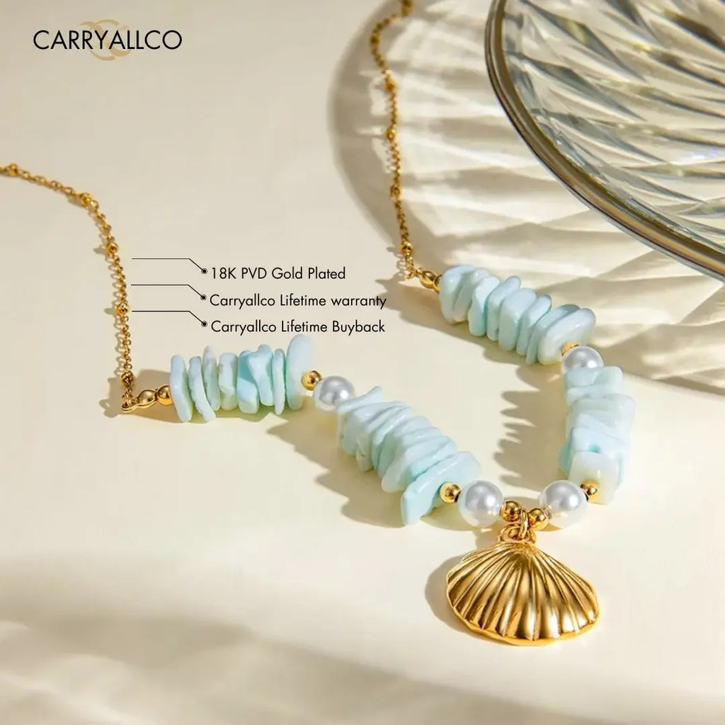 Serene Shell Pearl Necklace – 18K Gold Plated