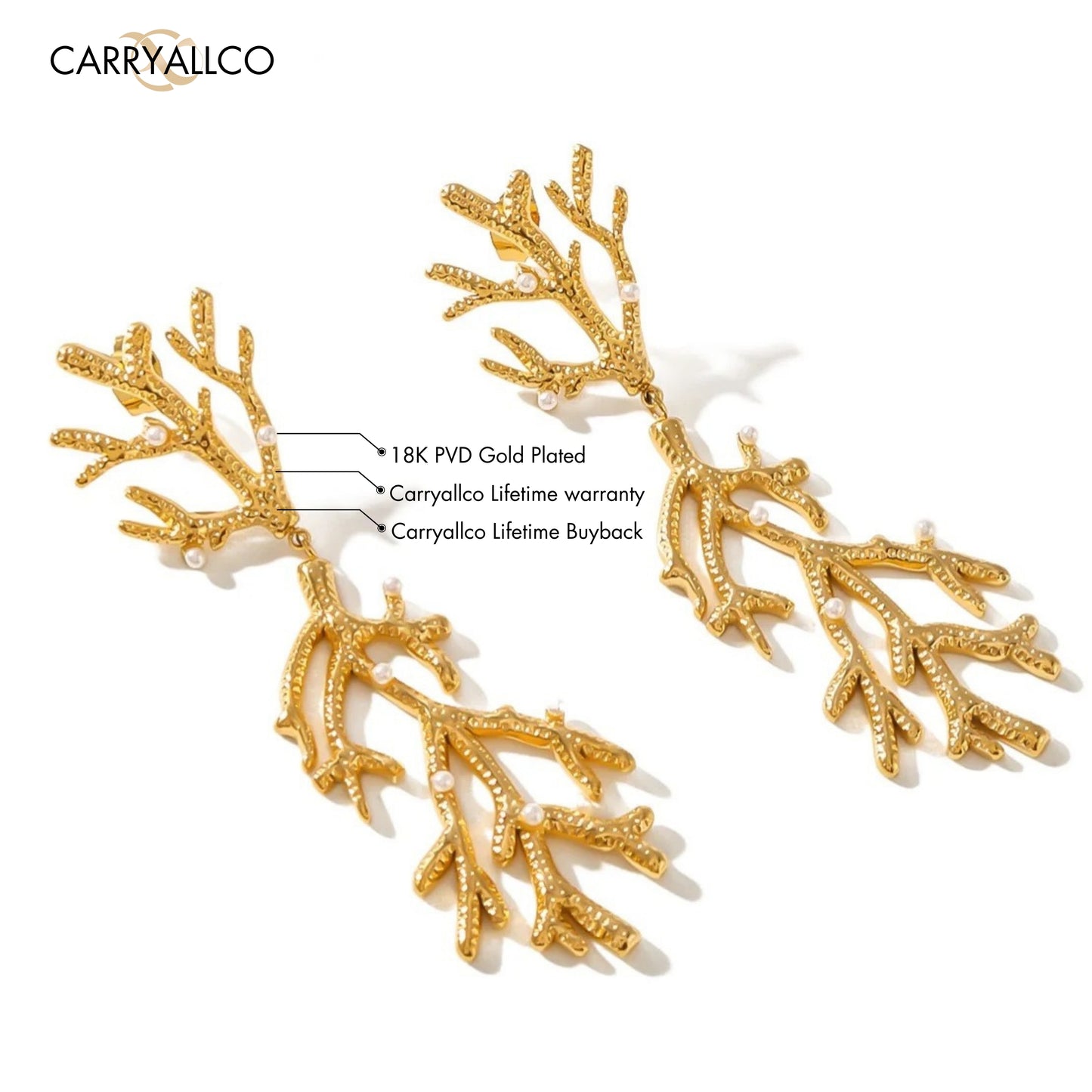 Serene Ocean Leaf Drop Earrings – 18K Gold Plated