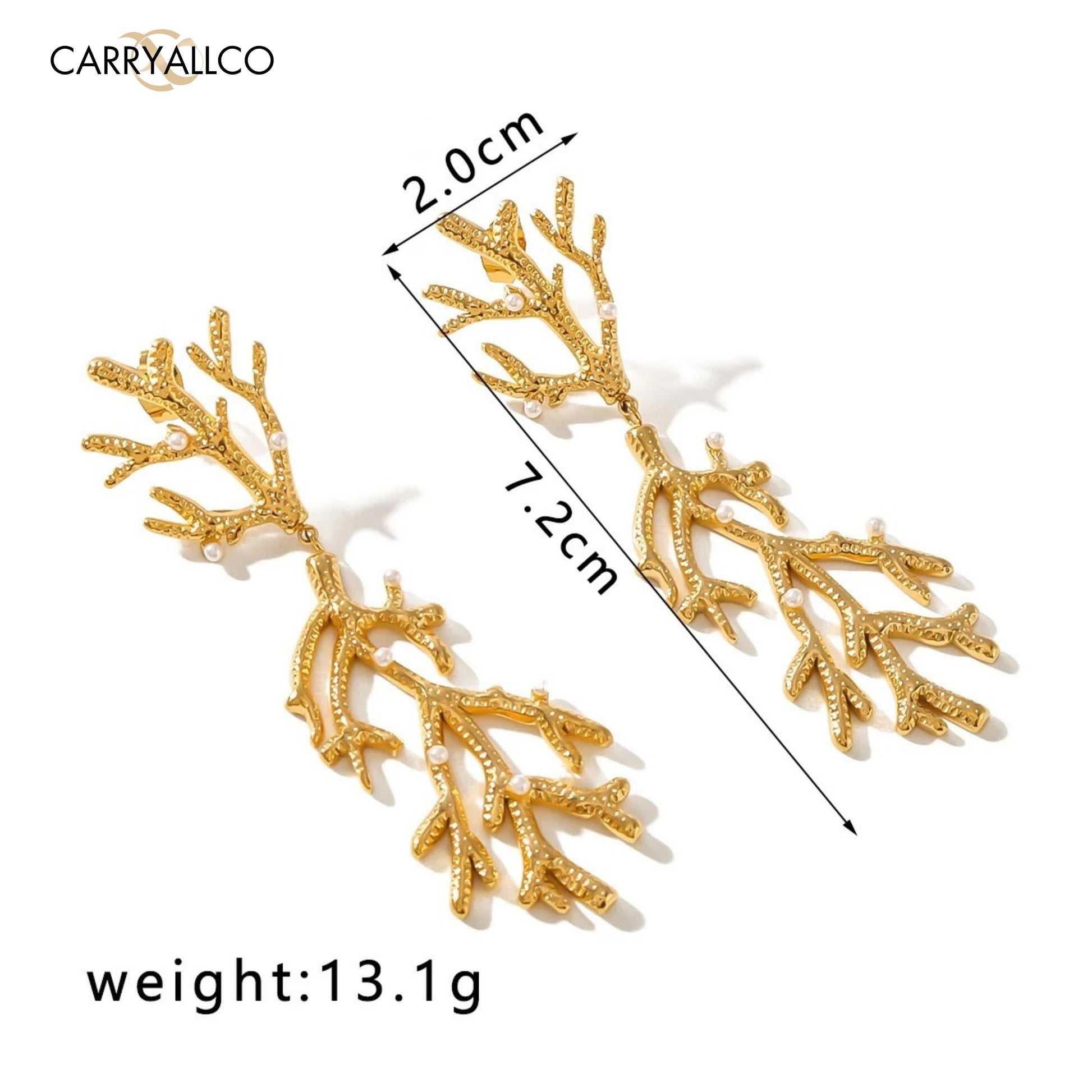 Serene Ocean Leaf Drop Earrings – 18K Gold Plated