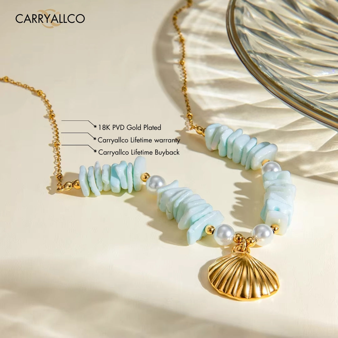Serene Shell Pearl Necklace – 18K Gold Plated
