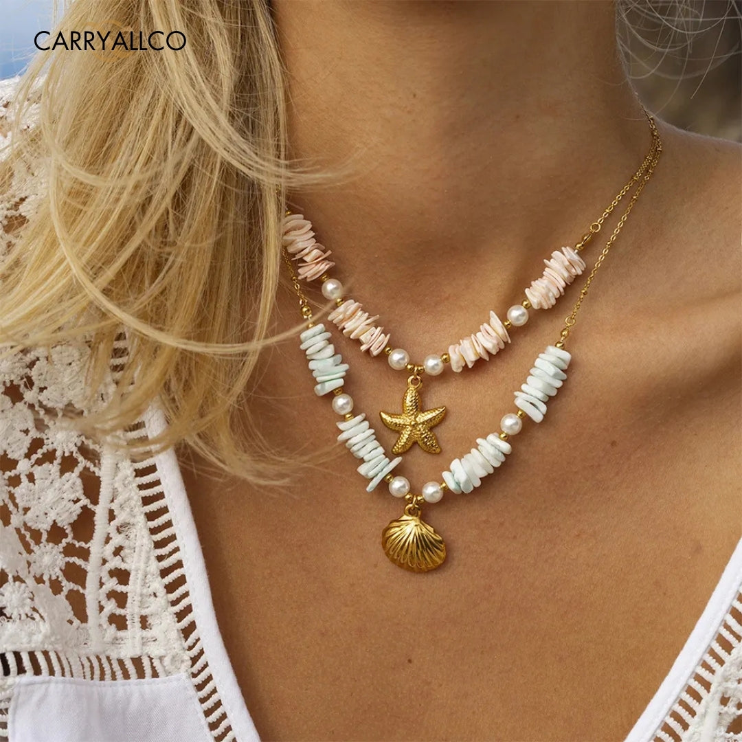 Serene Shell Pearl Necklace – 18K Gold Plated