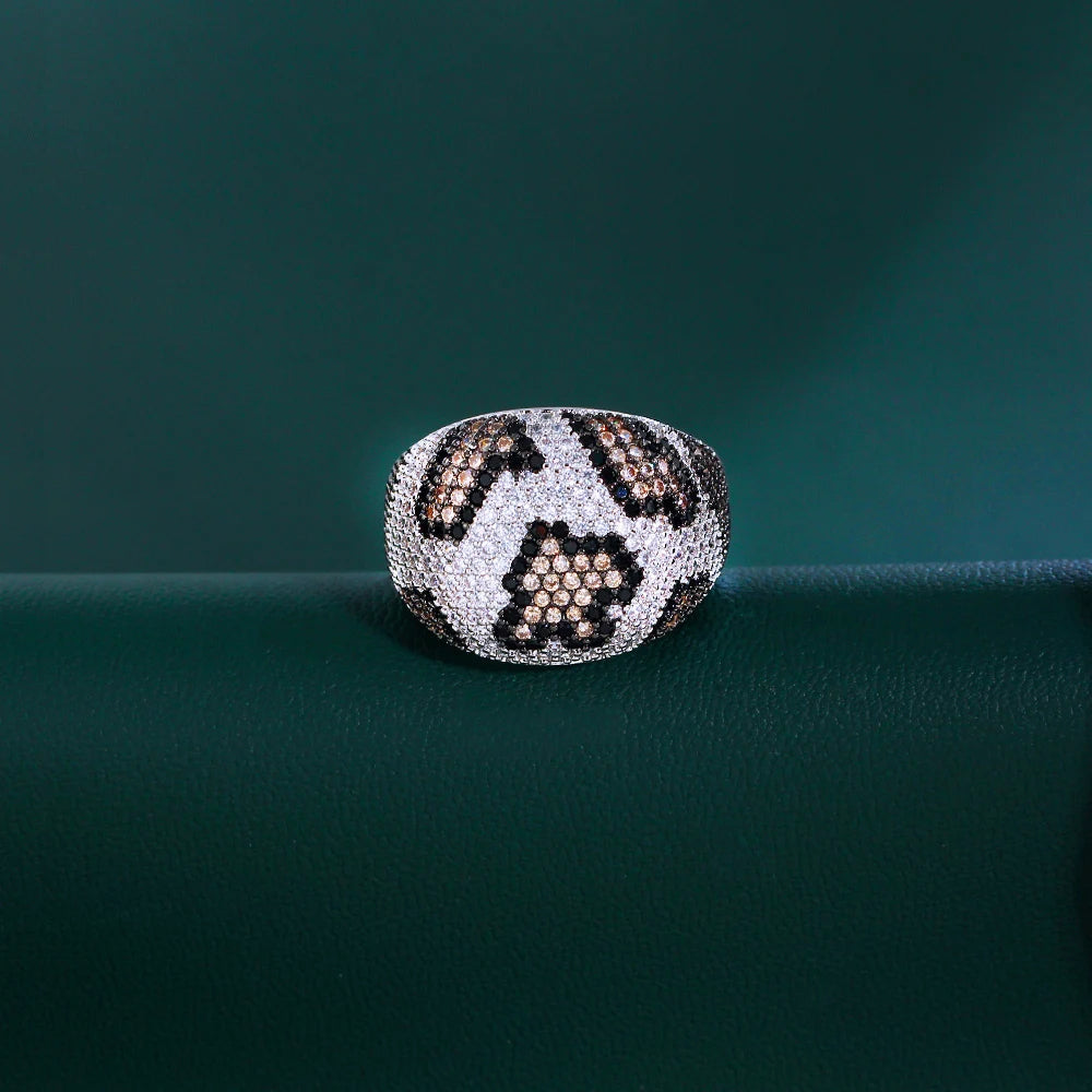 Silver Leopard CZ Statement Ring