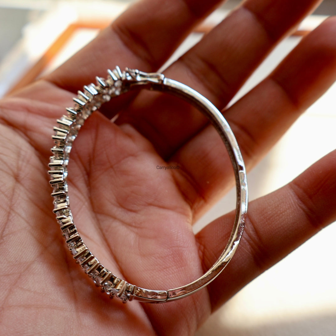 Silver Marquise Cluster American Diamond Adjustable Bracelet