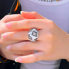 Silver Leopard CZ Statement Ring