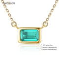 Sky Blue Square Pendant Necklace – 925 Sterling Silver, Gold Plated CARRYALLCO