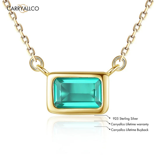 Sky Blue Square Pendant Necklace – 925 Sterling Silver, Gold Plated