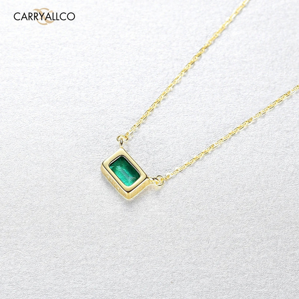 Sky Blue Square Pendant Necklace – 925 Sterling Silver, Gold Plated CARRYALLCO
