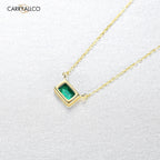Sky Blue Square Pendant Necklace – 925 Sterling Silver, Gold Plated CARRYALLCO