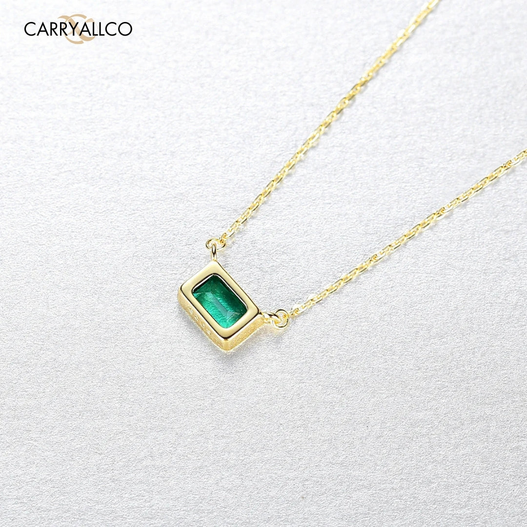 Sky Blue Square Pendant Necklace – 925 Sterling Silver, Gold Plated CARRYALLCO