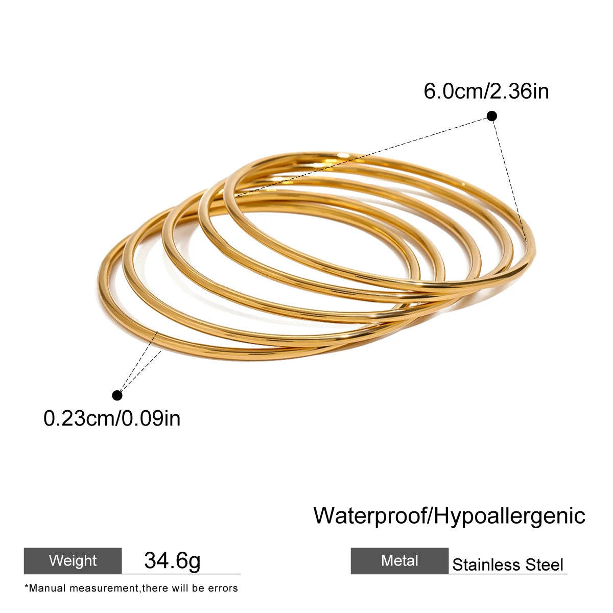 Slim Stackable Bangle Set of 5