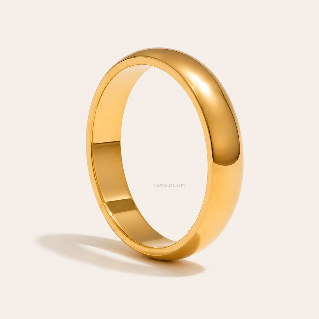 Smooth Glossy Band Ring – 18K Gold PVD | CARRYALLCO