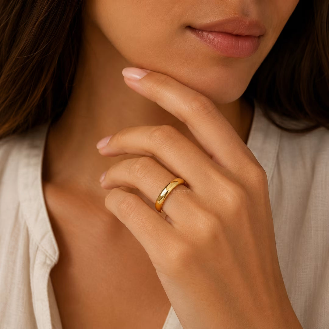 Smooth Glossy Band Ring – 18K Gold PVD | CARRYALLCO