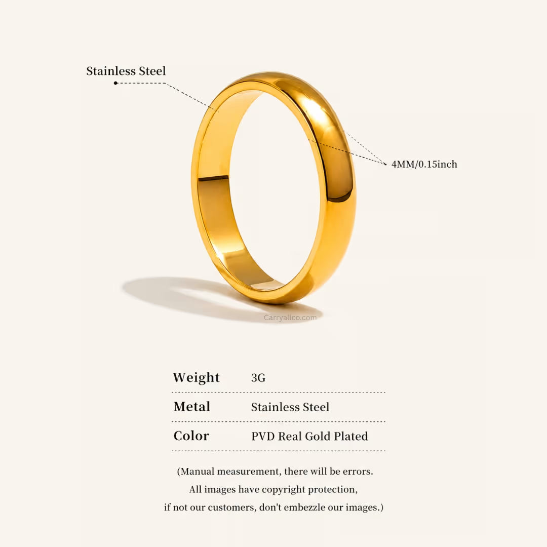 Smooth Glossy Band Ring – 18K Gold PVD | CARRYALLCO