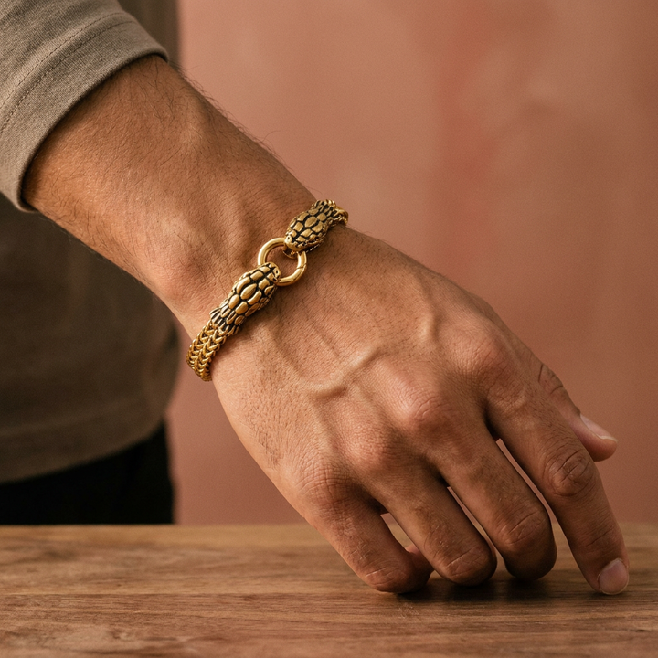 Snake Chain Bracelet – Worn View | 18K Gold PVD | Carryallco India