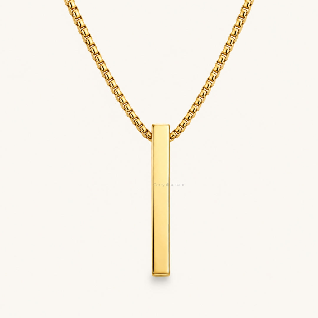 Long Square Pendant Necklace | 18K Gold PVD